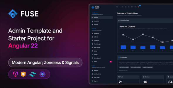 Fuse 22.0.0 – Шаблон административной панели Angular