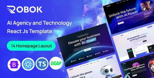 Robok 1.0 – шаблон React JS для агентства и технологического подразделения, использующего искусственный интеллект