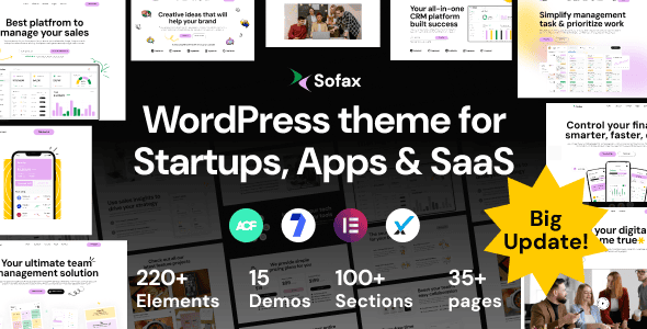 Sofax 1.0.5 – Тема WordPress для программного обеспечения и стартапов