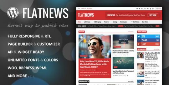 FlatNews 6.6 – Адаптивная тема WordPress для журналов