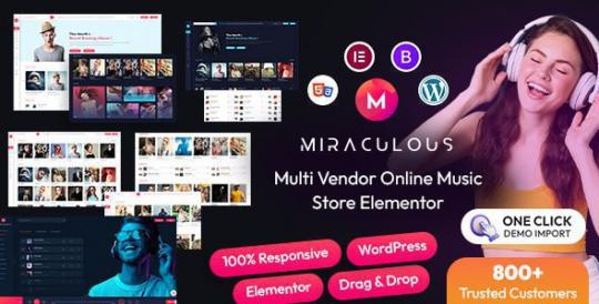 Miraculous 2.1.3 – Многопользовательский онлайн-музыкальный магазин (тема WordPress для Elementor)