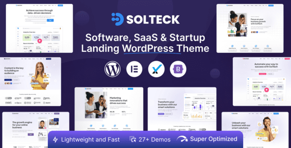SolTeck 1.0.8 – Тема WordPress для целевых страниц в сфере программного обеспечения, стартапов и SaaS.