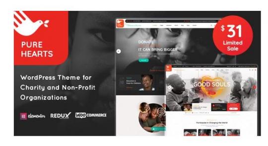 Pure Hearts 2.5 – Тема WordPress для благотворительных и некоммерческих организаций