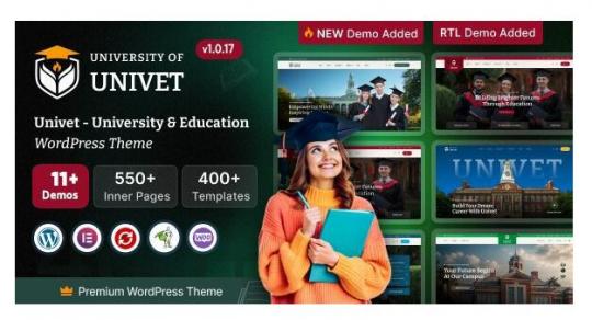 Univet 1.0.17 – Тема WordPress для университетского образования