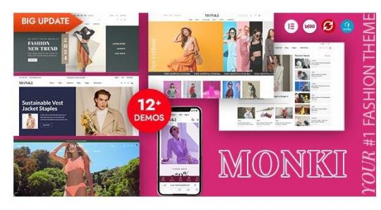 Monki 2.1.0 – Тема WordPress для модной тематики на платформе Elementor WooCommerce