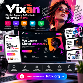 Vixan 1.0.13 – Тема WordPress для портфолио цифрового агентства на Elementor