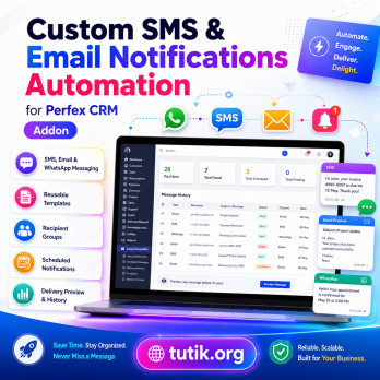 Custom SMS & Email Notifications Automation for Perfex CRM v2.3.6 – Addon