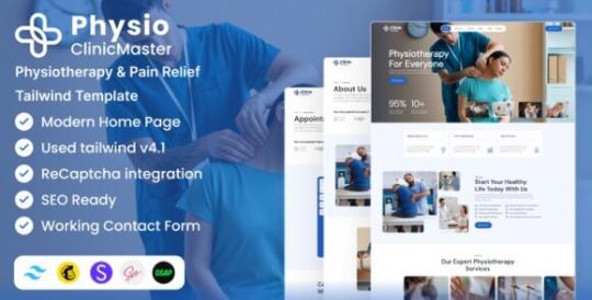 ClinicMaster – Physiotherapy & Chiropractic Tailwind CSS Template